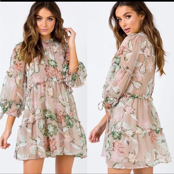 Princess Polly EDEN BLOOM MINI FLORAL DRESS BLUSH - Picture 6 of 14